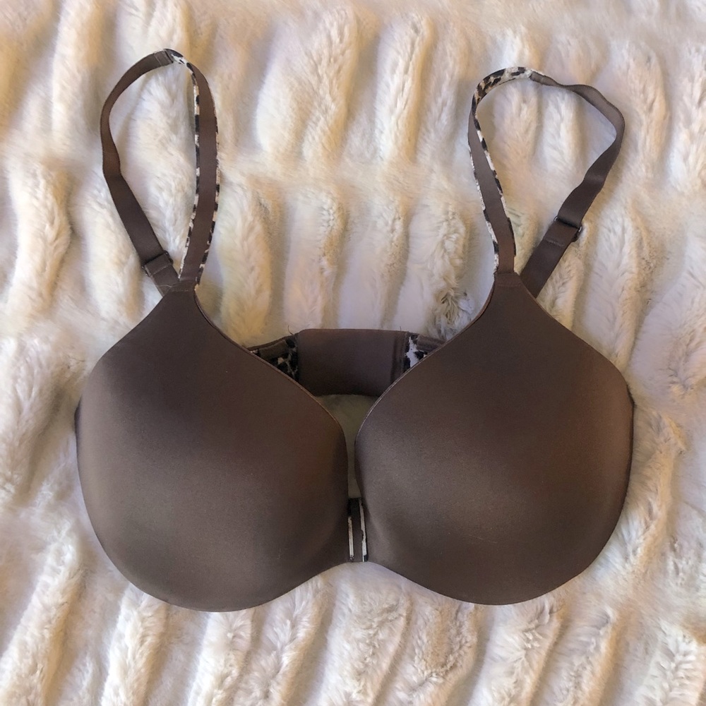 Brown bra with leopard accents